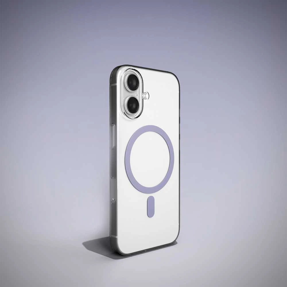 Puro Lite Mag TPU+PC dėklas, suderinamas su „MagSafe“, skirtas „iPhone 17“ – skaidrus su rausvu žiedu