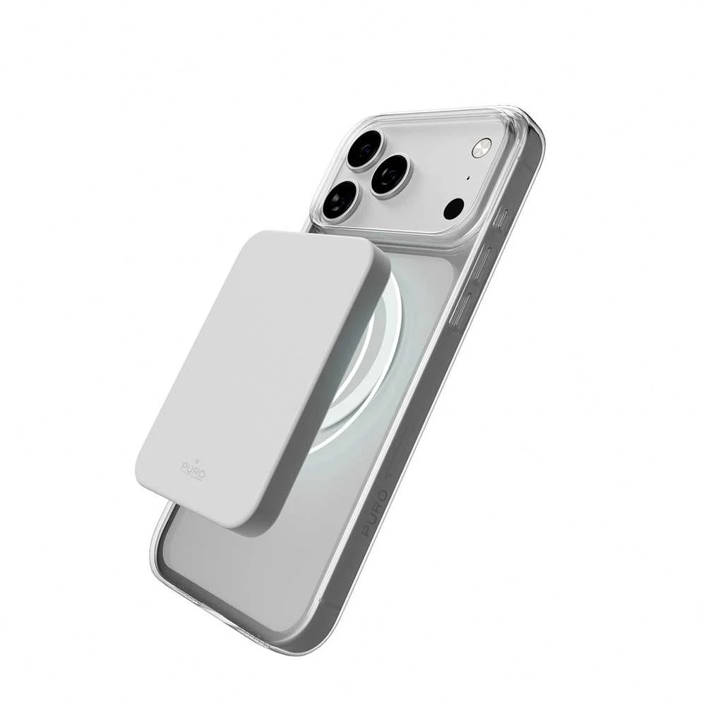 Puro Lite Mag TPU+PC dėklas suderinamas suMagSafe skirtas Apple iPhone 17 Pro Max – Transparent with Baltas Ring