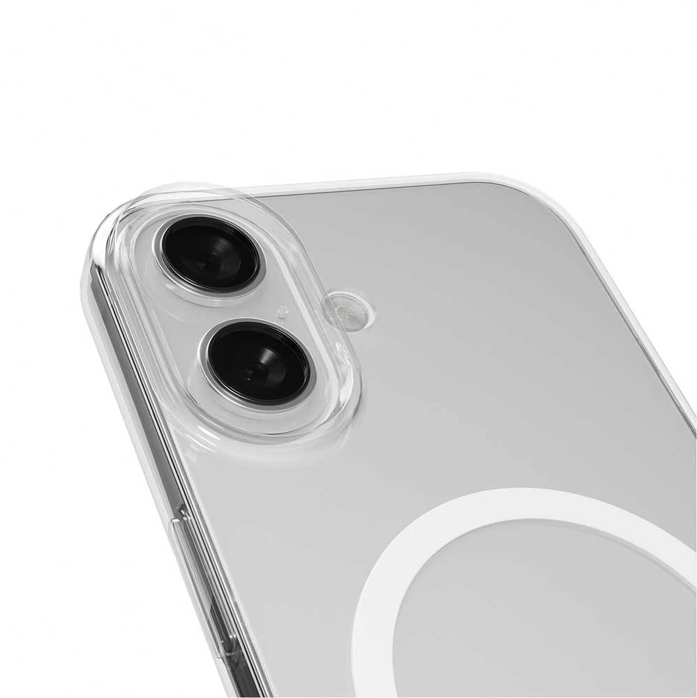 Puro Lite Mag TPU+PC dėklas suderinamas su MagSafe skirtas Apple iPhone 17 – skaidrus su baltos spalvos žiedu