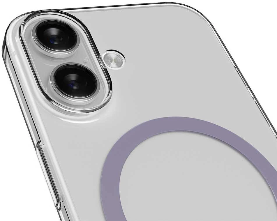 Puro Lite Mag TPU+PC dėklas, suderinamas su „MagSafe“, skirtas „iPhone 17“ – skaidrus su rausvu žiedu