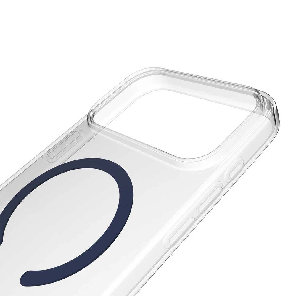 Puro Lite Mag TPU+PC dėklas, suderinamas su „MagSafe“, skirtas „iPhone 17 Pro Max“ – skaidrus su Mėlyna žiedu
