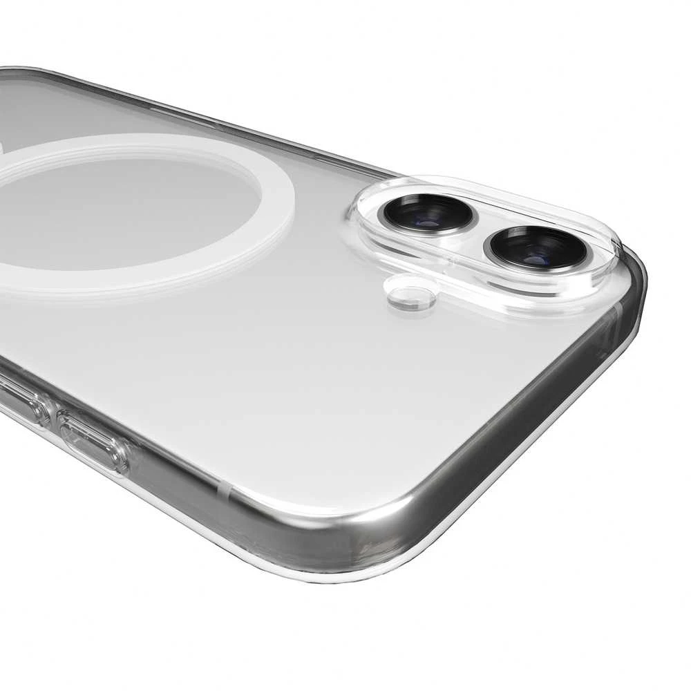 Puro Lite Mag TPU+PC dėklas suderinamas su MagSafe skirtas Apple iPhone 17 – skaidrus su baltos spalvos žiedu