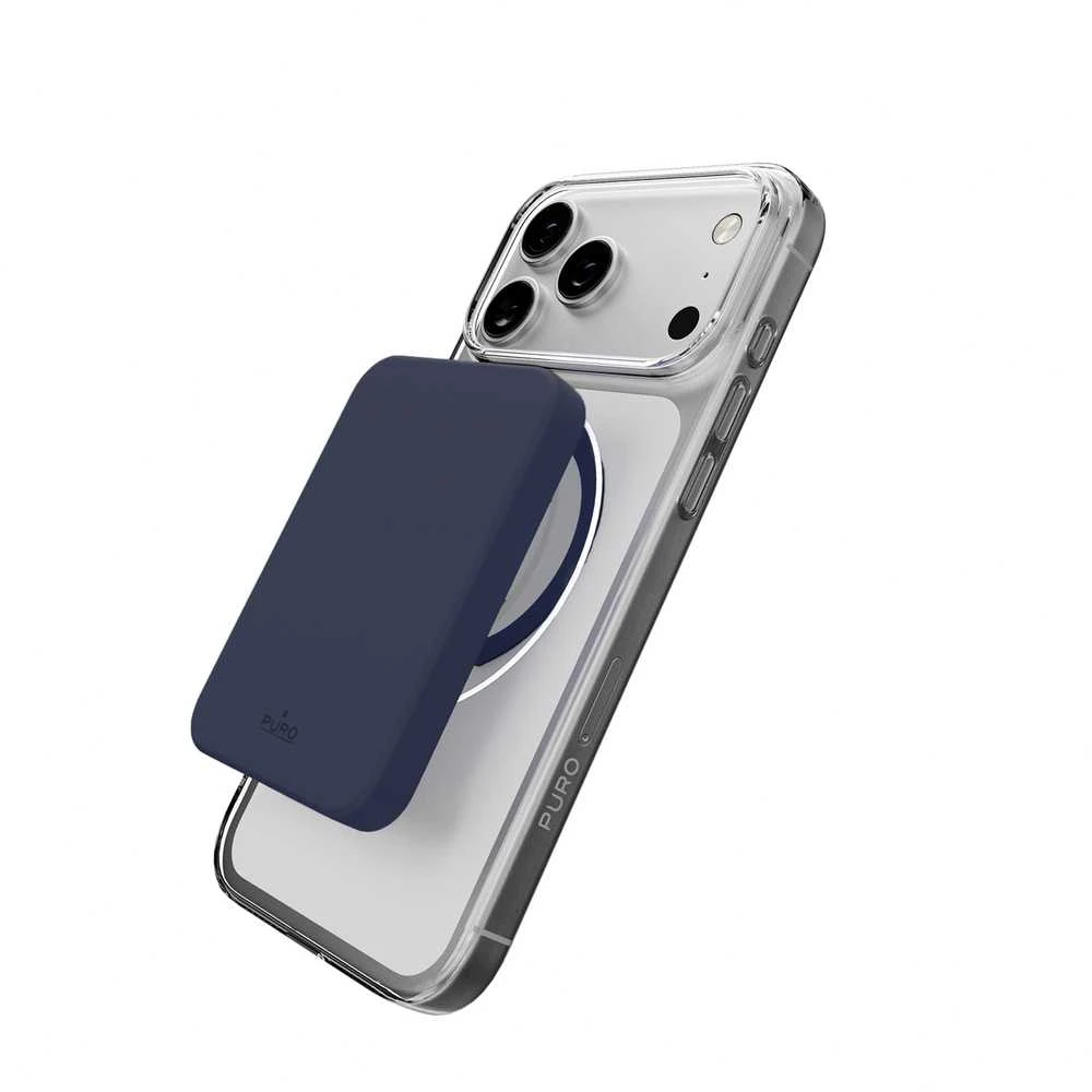 Puro Lite Mag TPU+PC dėklas, suderinamas su „MagSafe“, skirtas „iPhone 17 Pro Max“ – skaidrus su Mėlyna žiedu