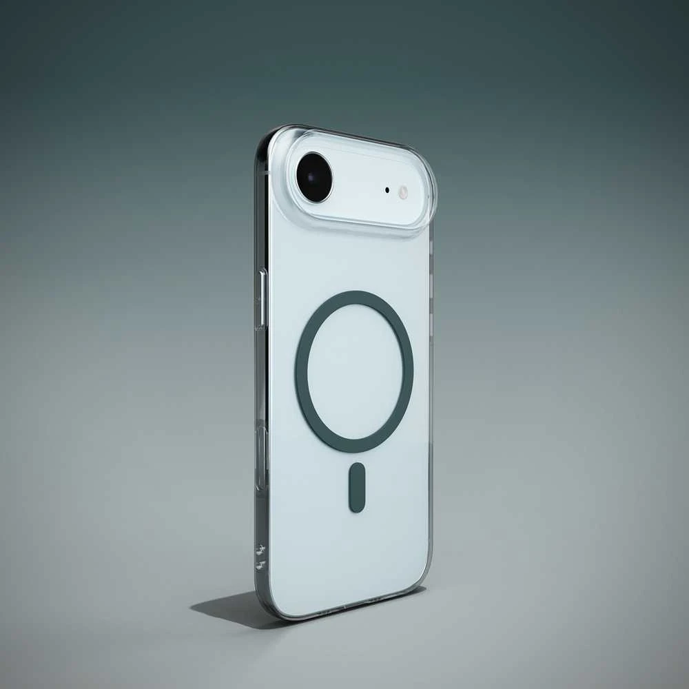 Puro Lite Mag TPU+PC dėklas suderinamas su MagSafe skirtas Apple iPhone 17 Air – skaidrus su turkio spalvos žiedu