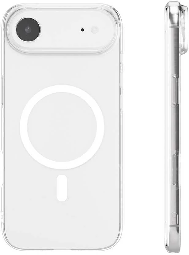 Puro Lite Mag TPU+PC dėklas suderinamas su MagSafe skirtas Apple iPhone 17 Air – skaidrus su baltos spalvos žiedu