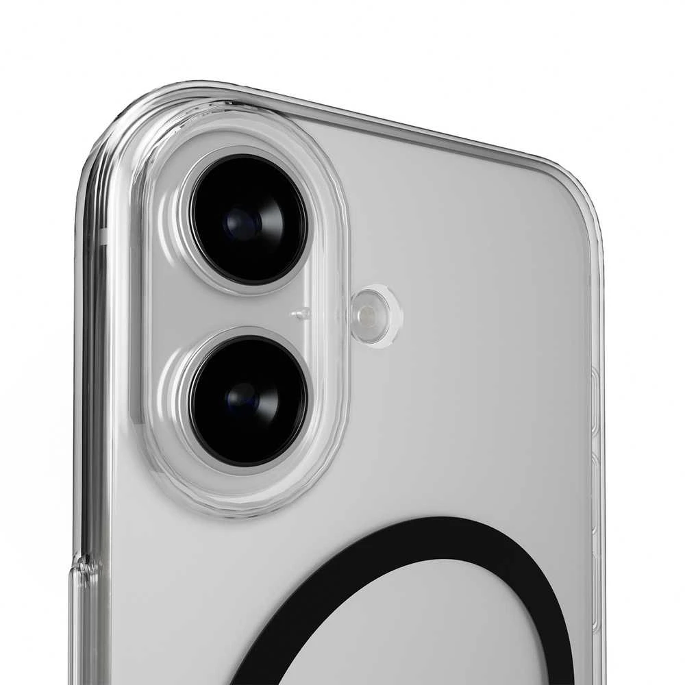 Puro Lite Mag TPU+PC dėklas suderinamas su MagSafe skirtas Apple iPhone 17 – skaidrus su juodos spalvos žiedu
