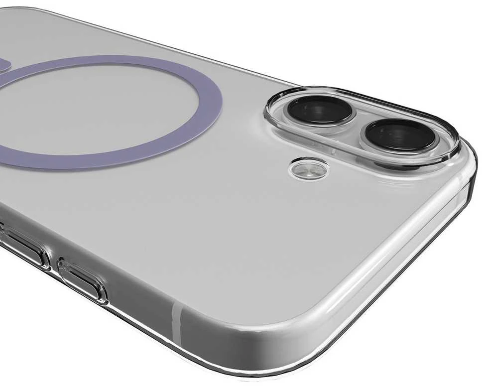 Puro Lite Mag TPU+PC dėklas, suderinamas su „MagSafe“, skirtas „iPhone 17“ – skaidrus su rausvu žiedu