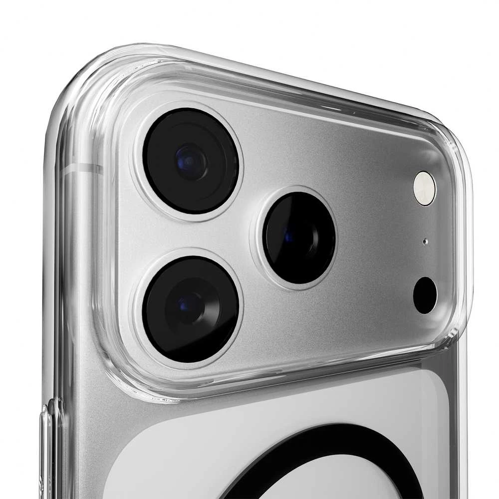Puro Lite Mag TPU + PC dėklas, suderinamas su „MagSafe“, skirtas „iPhone 17 Pro Max“ – skaidrus su juodu žiedu
