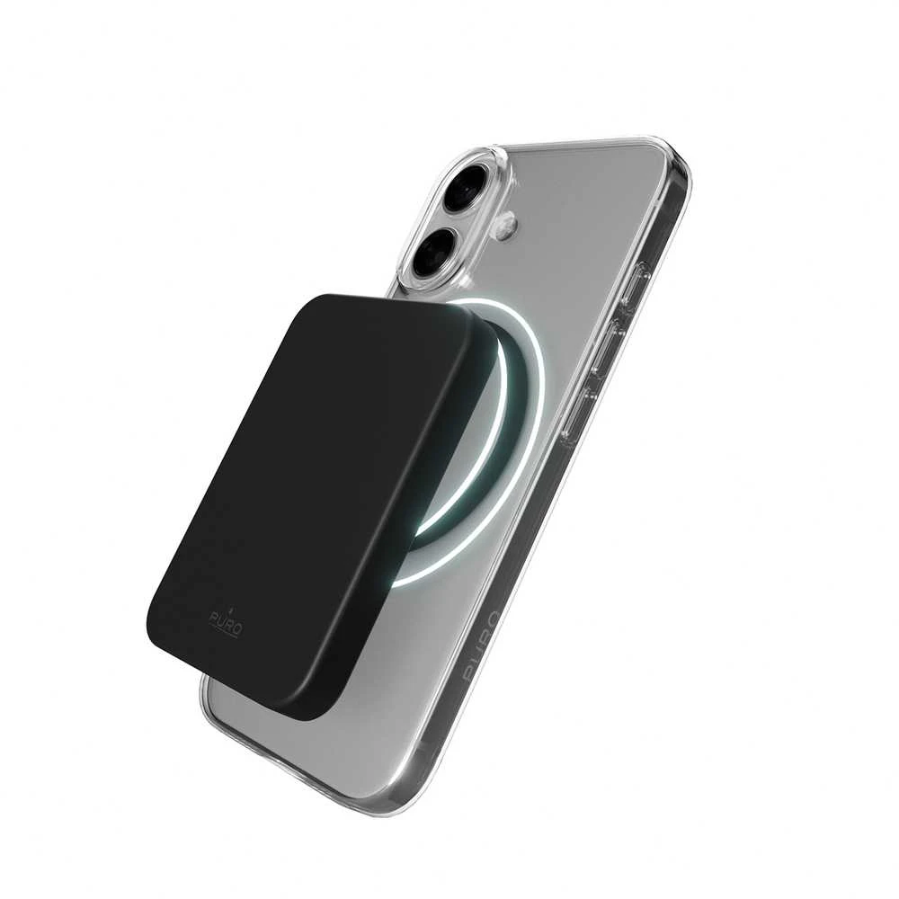 Puro Lite Mag TPU+PC dėklas suderinamas su MagSafe skirtas Apple iPhone 17 – skaidrus su juodos spalvos žiedu