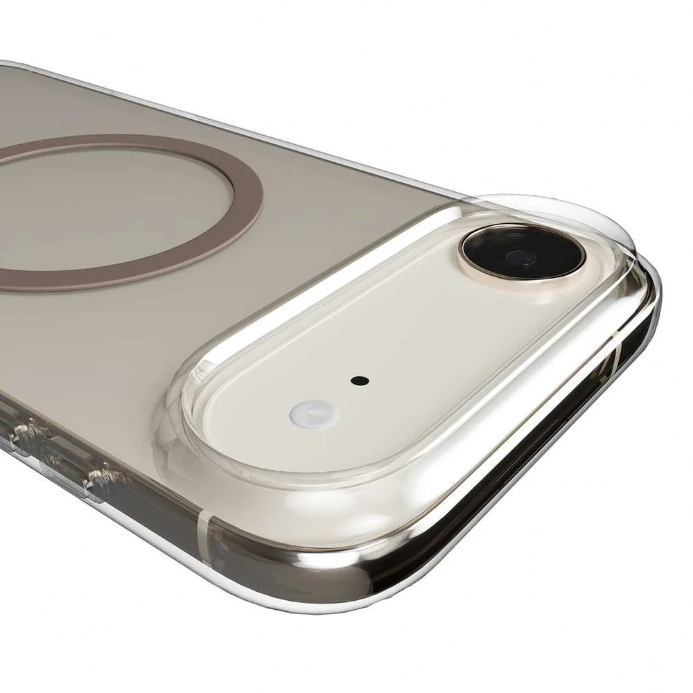 Puro Lite Mag TPU+PC dėklas suderinamas su MagSafe skirtas Apple iPhone 17 Air – skaidrus su rudos spalvos žiedu