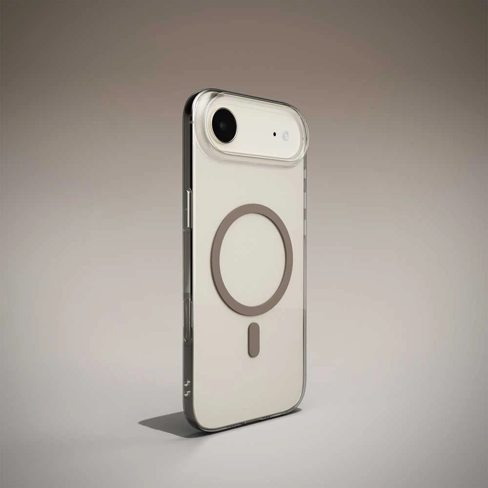 Puro Lite Mag TPU+PC dėklas suderinamas su MagSafe skirtas Apple iPhone 17 Air – skaidrus su rudos spalvos žiedu