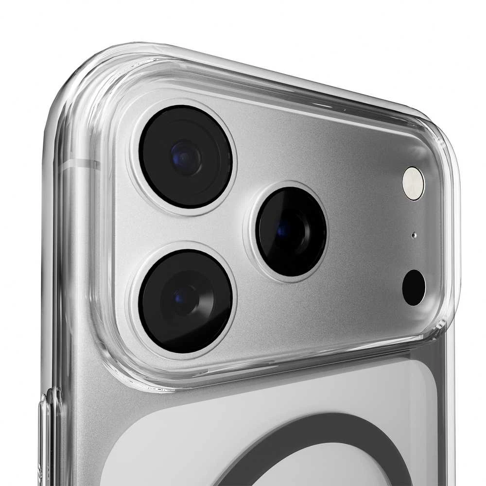 Puro Lite Mag TPU+PC dėklas, suderinamas su „MagSafe“, skirtas „iPhone 17 Pro Max“ – skaidrus su pilku žiedu