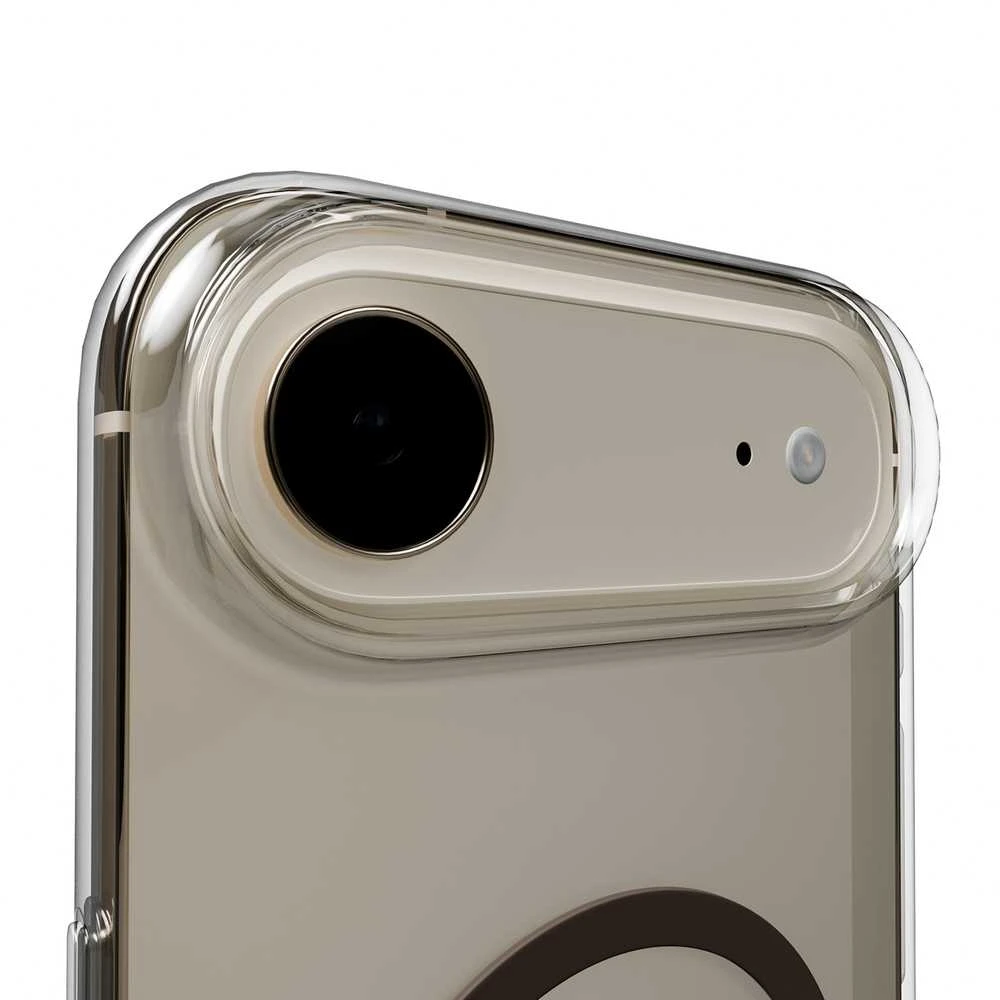 Puro Lite Mag TPU+PC dėklas suderinamas su MagSafe skirtas Apple iPhone 17 Air – skaidrus su rudos spalvos žiedu