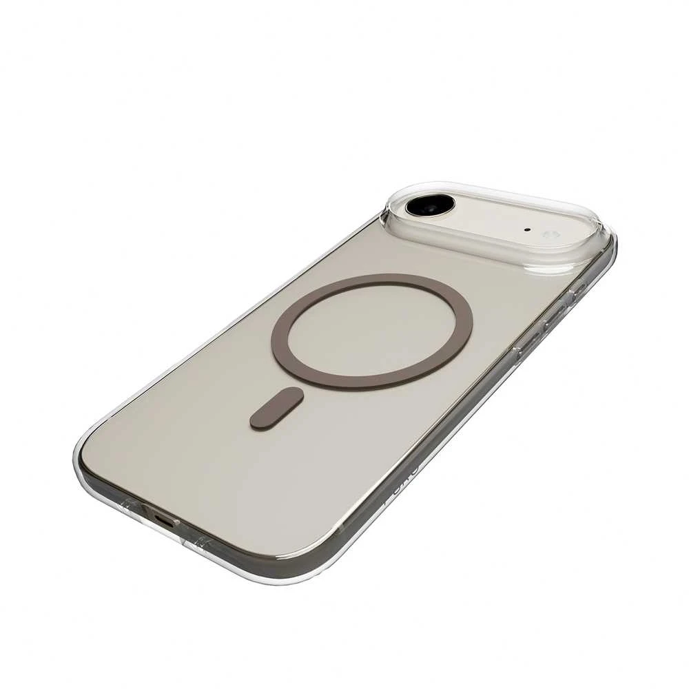 Puro Lite Mag TPU+PC dėklas suderinamas su MagSafe skirtas Apple iPhone 17 Air – skaidrus su rudos spalvos žiedu