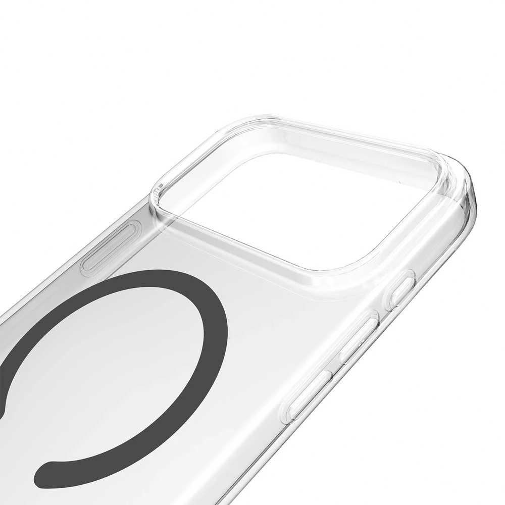 Puro Lite Mag TPU+PC dėklas, suderinamas su „MagSafe“, skirtas „iPhone 17 Pro Max“ – skaidrus su pilku žiedu