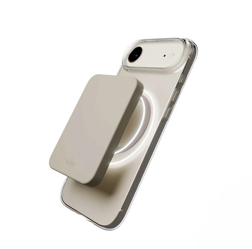 Puro Lite Mag TPU+PC dėklas suderinamas su MagSafe skirtas Apple iPhone 17 Air – skaidrus su rudos spalvos žiedu