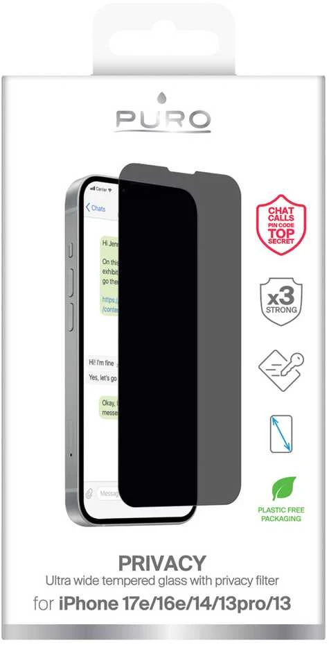Puro Privacy apsauginis stiklas skirta Apple iPhone 16E