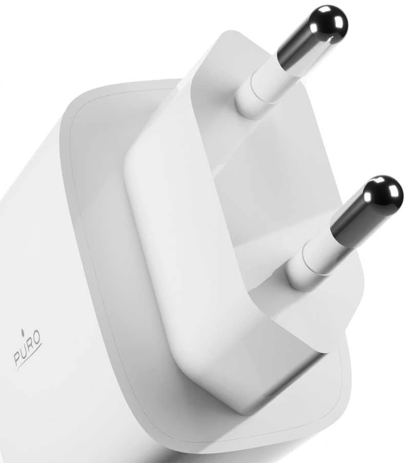 Puro PROLITE 10W 2x USB-A sieninis įkroviklis + USB-A – USB-C kabelis 1.2m – baltos spalvos