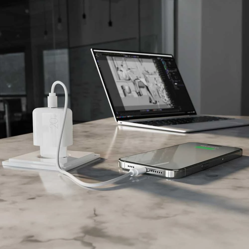 Puro PROLITE 20W USB-C laidinis įkroviklis – baltos spalvos