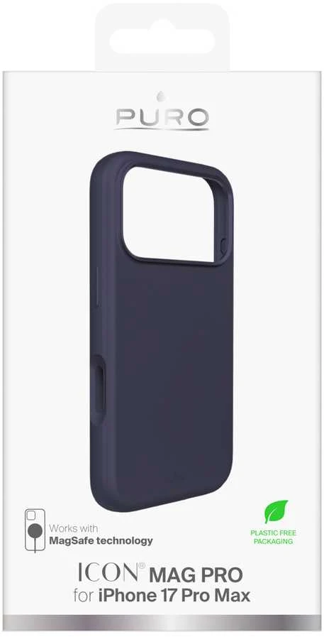 Puro Icon Mag Pro Liquid Silikoninis dėklas for iPhone 17 Pro Max, MagSafe Compatible, with Camera Protection and Aluminum Mygtukai - Dark Mėlyna