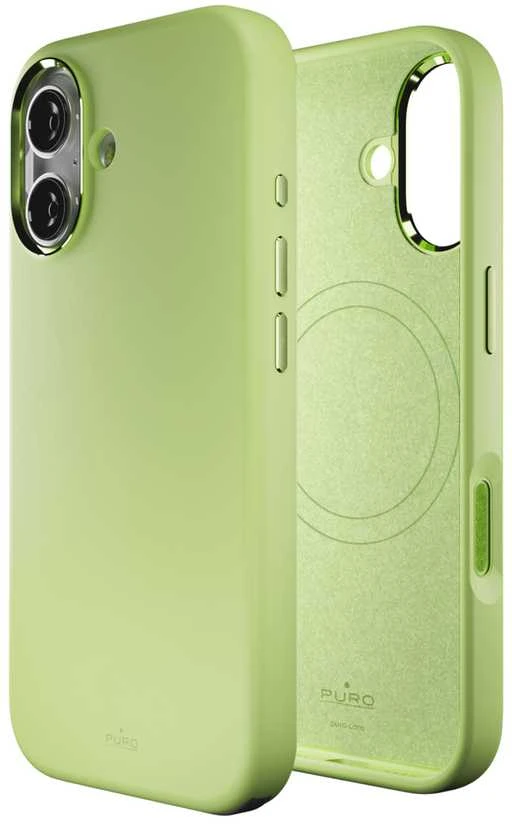 Puro Icon Mag Pro Liquid Silicone dėklas skirtas iPhone 17, MagSafe Compatible, with Camera Protection and Aluminum Mygtukai – Žalias