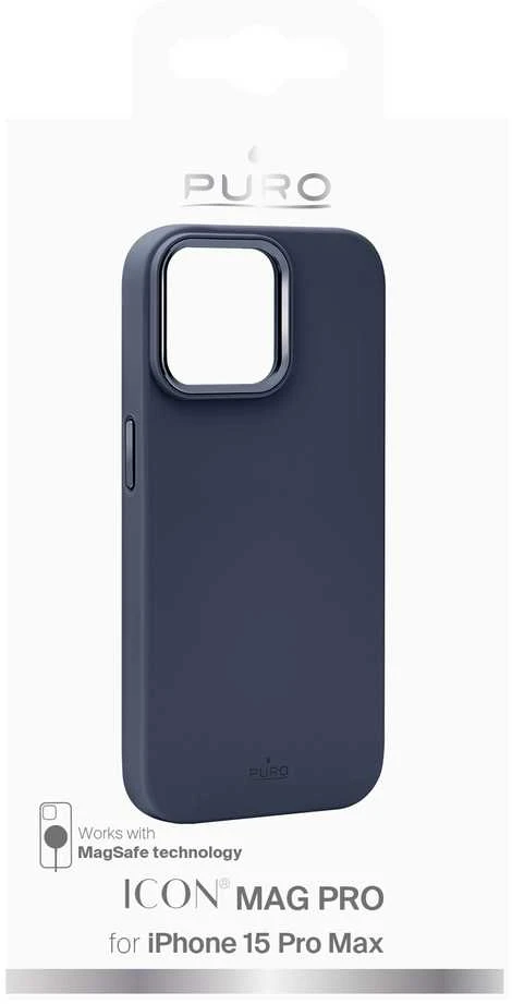 Puro Icon Mag Pro MagSafe Silikoninis dėklas for iPhone 15 Pro Max – Dark Mėlyna