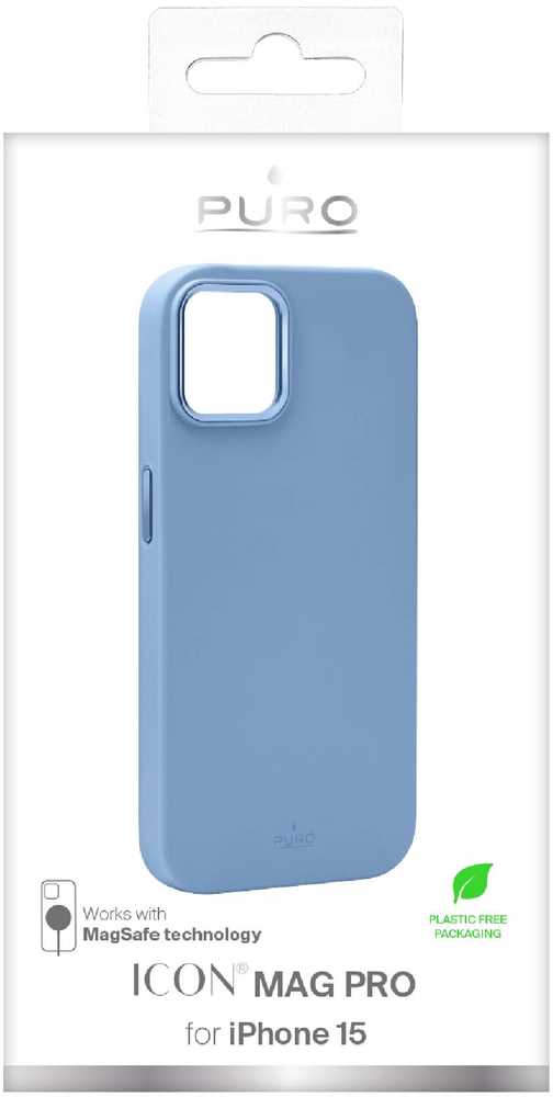Puro Icon Mag Pro MagSafe Silikoninis Apple iPhone 15 - Light dėklas telefonui mėlynos spalvos