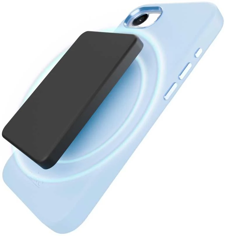 Puro Liquid Silicon dėklas „ICON MAG PRO” su Magsafe, metal buttons and camera ring skirtas Apple iPhone 16E, mėlynos spalvos