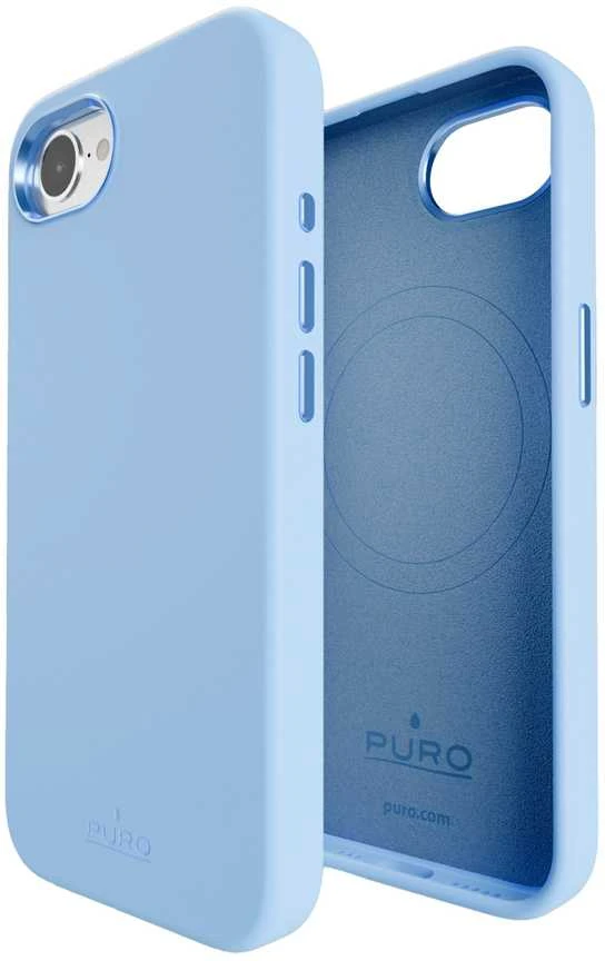 Puro Liquid Silicon dėklas „ICON MAG PRO” su Magsafe, metal buttons and camera ring skirtas Apple iPhone 16E, mėlynos spalvos