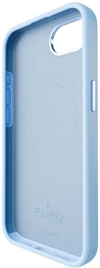 Puro Liquid Silicon dėklas „ICON MAG PRO” su Magsafe, metal buttons and camera ring skirtas Apple iPhone 16E, mėlynos spalvos