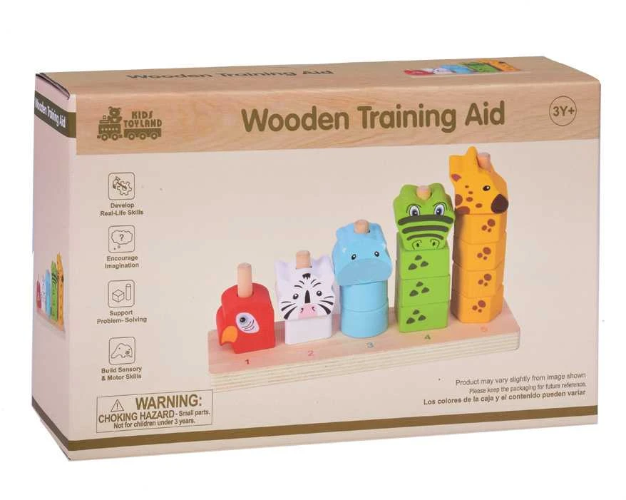 Jokomisiada Pyramid Spalvingos medinės piramidės kaladėlės gyvūnams edukacinis ZA5369