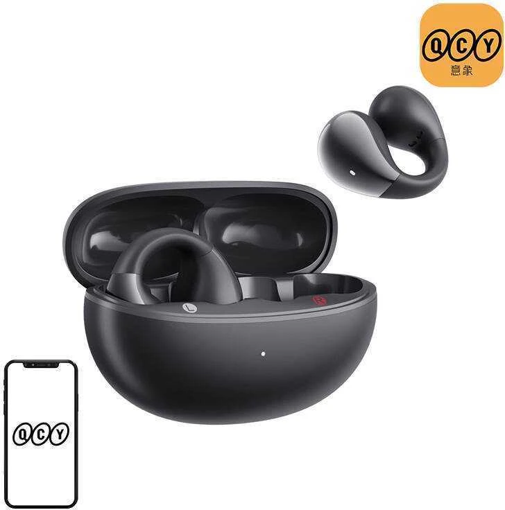 OWS QCY Crossky C30 ausinės su spaustuku IPX4 Bluetooth 5.4 - Juodas