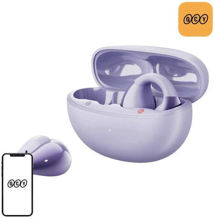 OWS QCY Crossky C30 ausinės su spaustuku IPX4 Bluetooth 5.4 - Violetinė