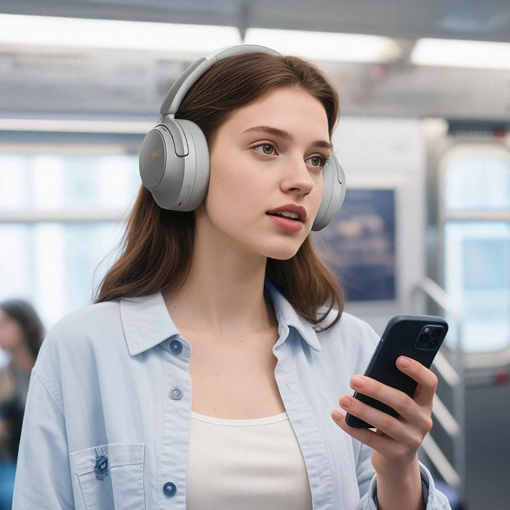 QCY H3S Belaidės Ant ausų uždedamos Ausinės with LDAC ir ANC Noise Cancellation - Pilka