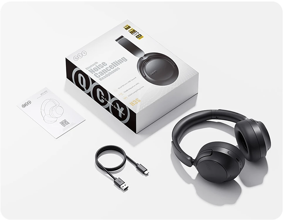 QCY H3S Belaidės Ant ausų uždedamos Ausinės with LDAC ir ANC Noise Cancellation - Juodas