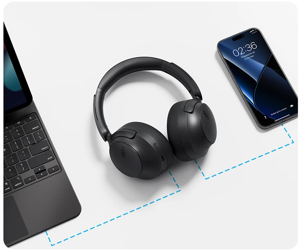 QCY H3S Belaidės Ant ausų uždedamos Ausinės with LDAC ir ANC Noise Cancellation - Juodas