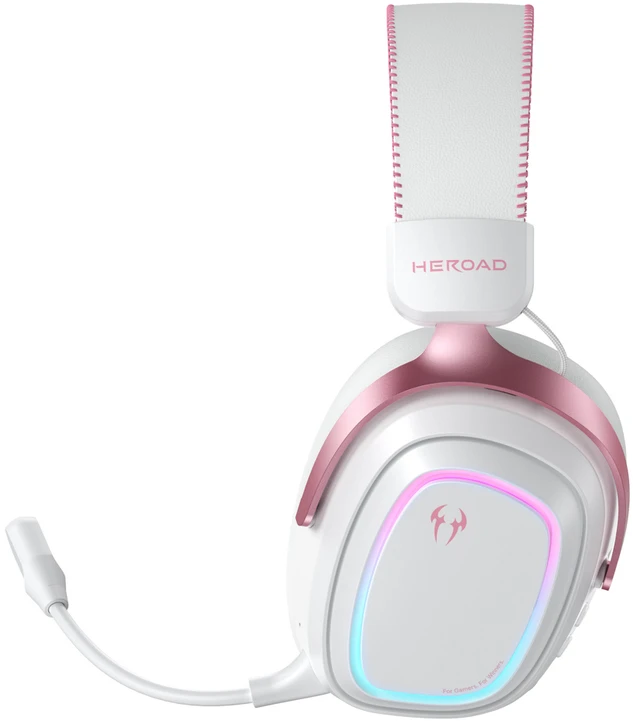 QCY Heroad GT2 Tri-Mode Wireless THX 7.1.4 Gaming Headphones with Detachable Microphone - Rožinė