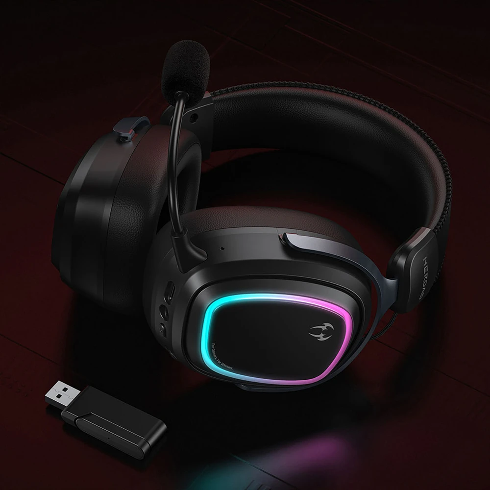 QCY Heroad GT2 Wireless Tri-Mode THX 7.1.4 Gaming Headphones with Detachable Microphone - Juodas