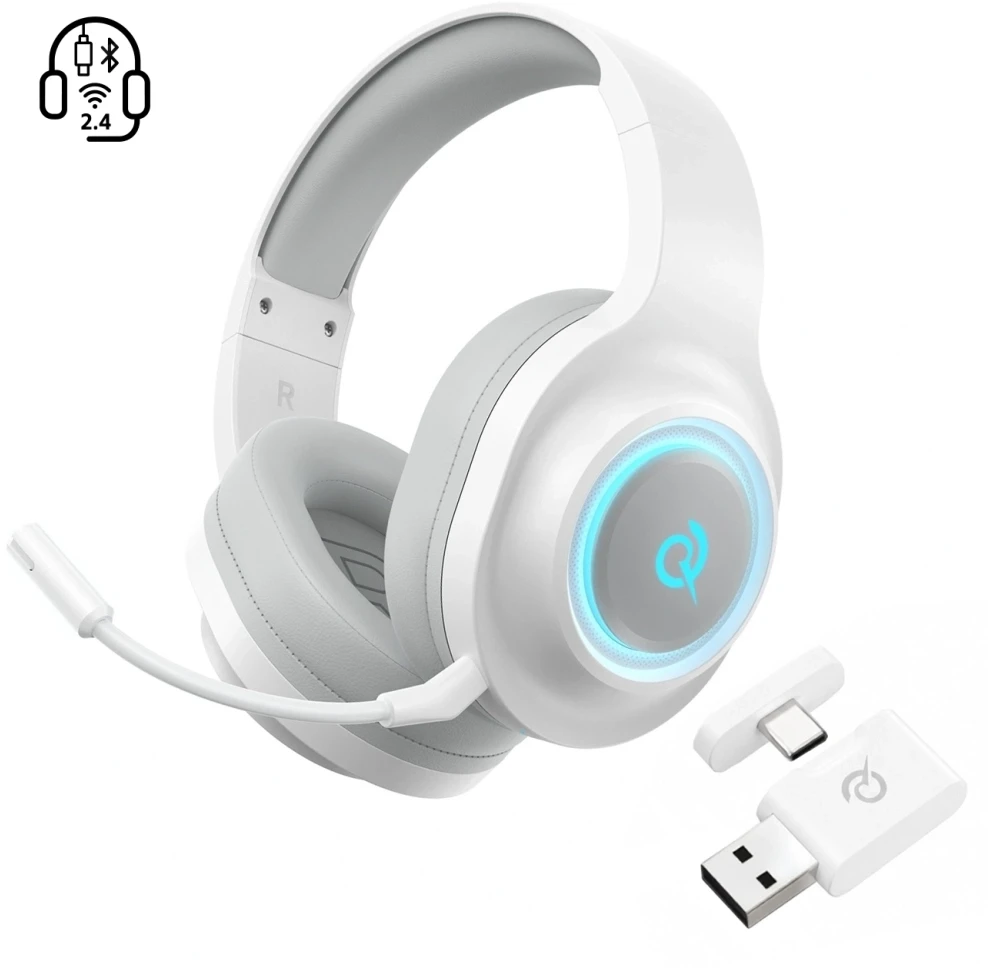 Žaidimų ausinės QCY Heroad V200, baltos
