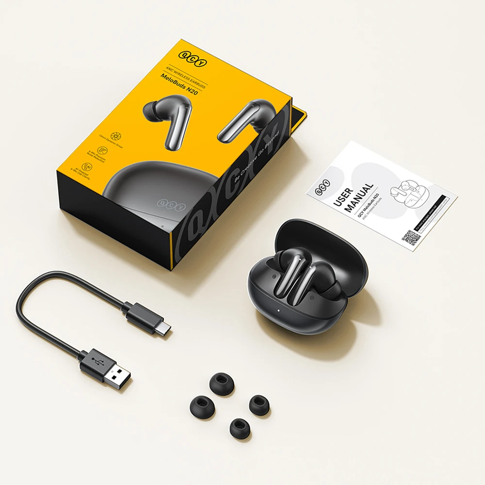 QCY MeloBuds N20 Belaidės In-Ear Noise Cancelling ANC Ausinės - Juodas
