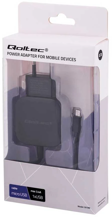 QOLTEC 50189 kintamosios srovės adapteris 17W 5V 3.4A USB + Micro USB