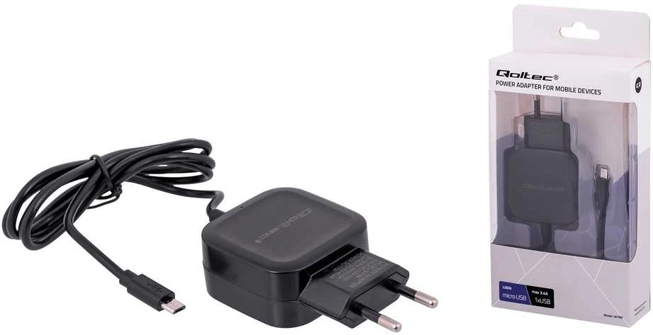 QOLTEC 50189 kintamosios srovės adapteris 17W 5V 3.4A USB + Micro USB