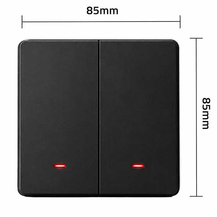 Qoltec 52708 Smart 2-Gang Light Switch | Wi-Fi | Timer | Tuya | Smart life | Juodas