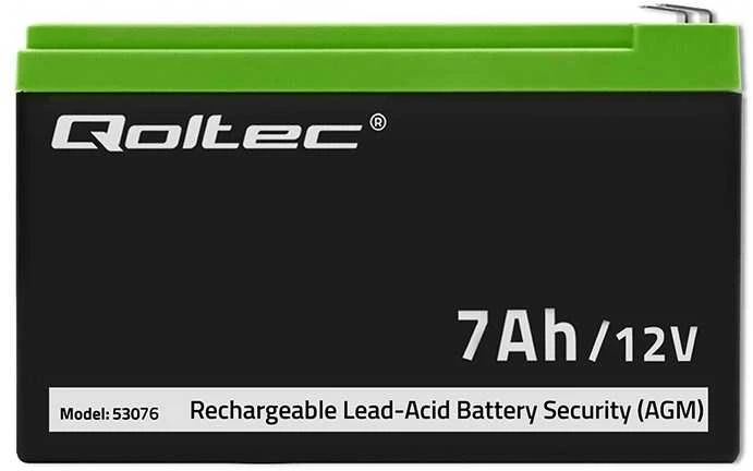 QOLTEC 53076 AGM baterija 12V 7Ah maks. 105A apsauga