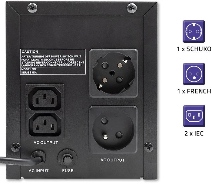 QOLTEC 53776 nepertraukiamo maitinimo linijos interaktyvus monolitas 1500VA 900W