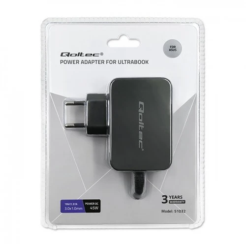 QOLTEC 51032 Maitinimo adapteris, skirtas ultrabook Asus 45W 19V 2.37A 3.0x1.0