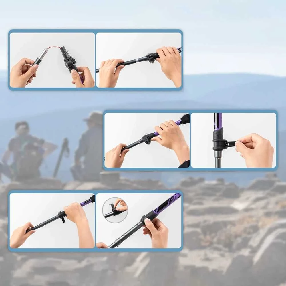 Qunature Nordic Walking Trekking Poles Aluminum 110 – 130 cm – violetinės spalvos