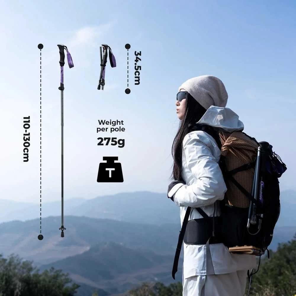 Qunature Nordic Walking Trekking Poles Aluminum 110 – 130 cm – violetinės spalvos