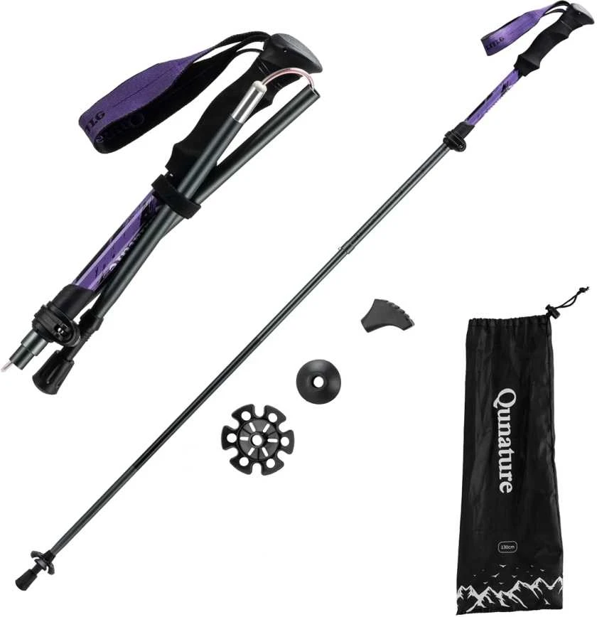 Qunature Nordic Walking Trekking Poles Aluminum 110 – 130 cm – violetinės spalvos