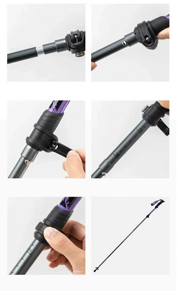 Kijek trekkingowy Qunature nordic walking aluminiowy 110 - 130 cm 1 vnt. - violetinė